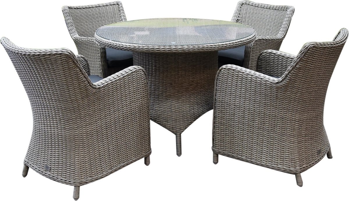 bilbao riccione dining tuinset 110 cm rond 5 delig grijs