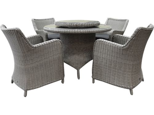 Bilbao Riccione dining tuinset 110 cm rond 6-delig grijs