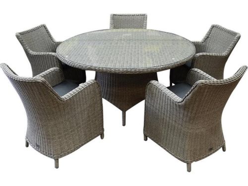 Bilbao Riccione dining tuinset 150 cm rond 6-delig grijs