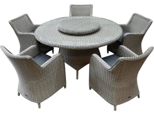 Bilbao Riccione dining tuinset 150 cm rond 7-delig grijs