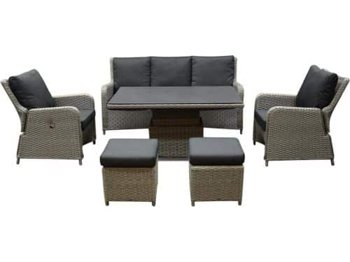 Bilbao stoel bank dining loungeset 6 delig grijs met verstelbare