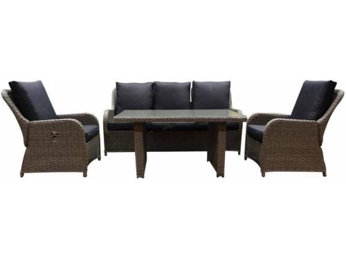 Bilbao stoel-bank dining loungeset verstelbaar 4-delig grijs