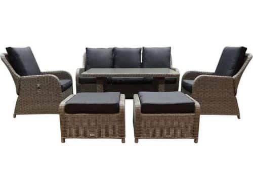 Bilbao stoel-bank dining loungeset verstelbaar 6-delig grijs