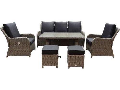 Bilbao stoel-bank dining loungeset verstelbaar 6-delig grijs