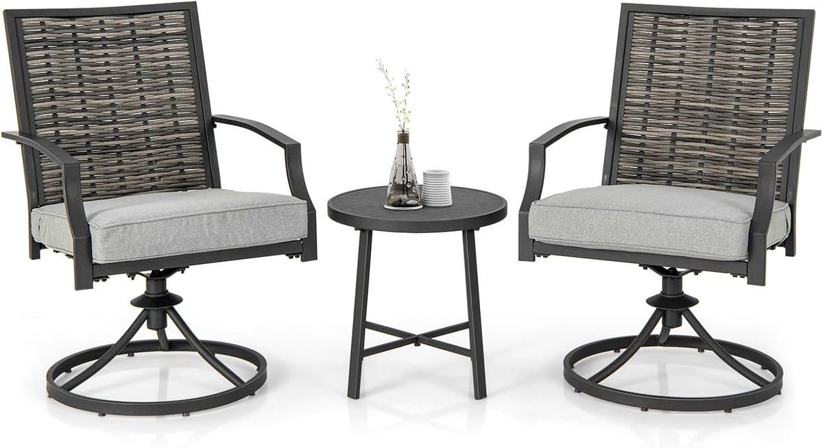 bistroset 2 persoon met draaistoelen en salontafel | terrasmeubelset tuin