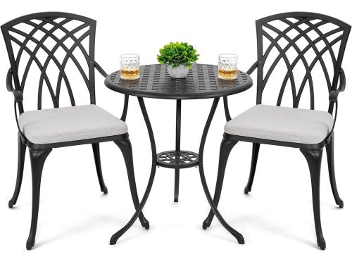 Bistroset 3-delig | Gietaluminium Terrasset met 2 Stoelen en Tafel