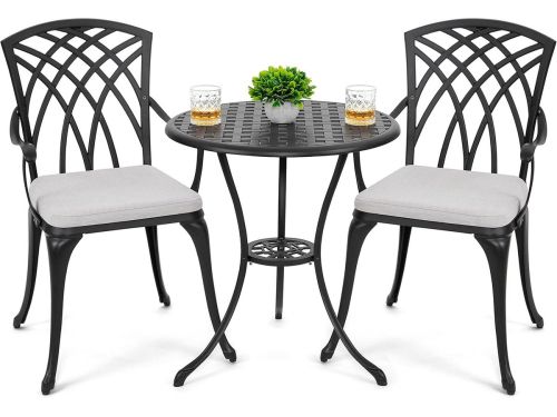 Bistroset 3-delig | Gietaluminium Terrasset met 2 Stoelen en Tafel