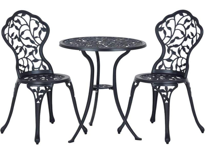 Bistroset 3-delig Gietijzer-Aluminium voor Balkon of Tuin