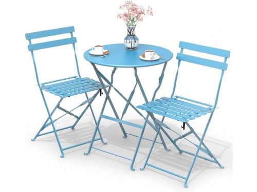 Bistroset 3-delig voor buiten met tafel en 2 klapstoelen