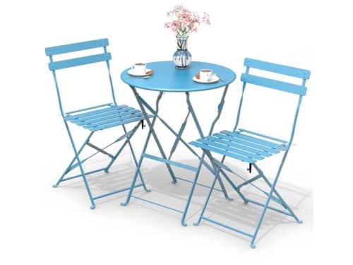 Bistroset 3-delig voor buiten met tafel en 2 klapstoelen