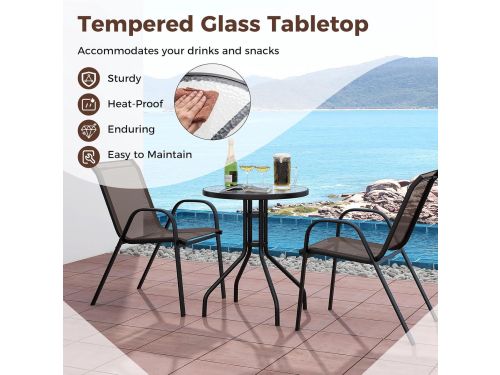 Bistroset Balkonmeubels 3-Delig Stapelbaar met Kleine Tafel en 2 Stoelen