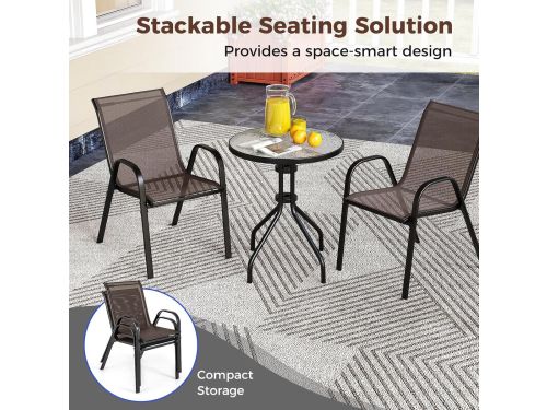 Bistroset Balkonmeubels 3-Delig Stapelbaar met Kleine Tafel en 2 Stoelen