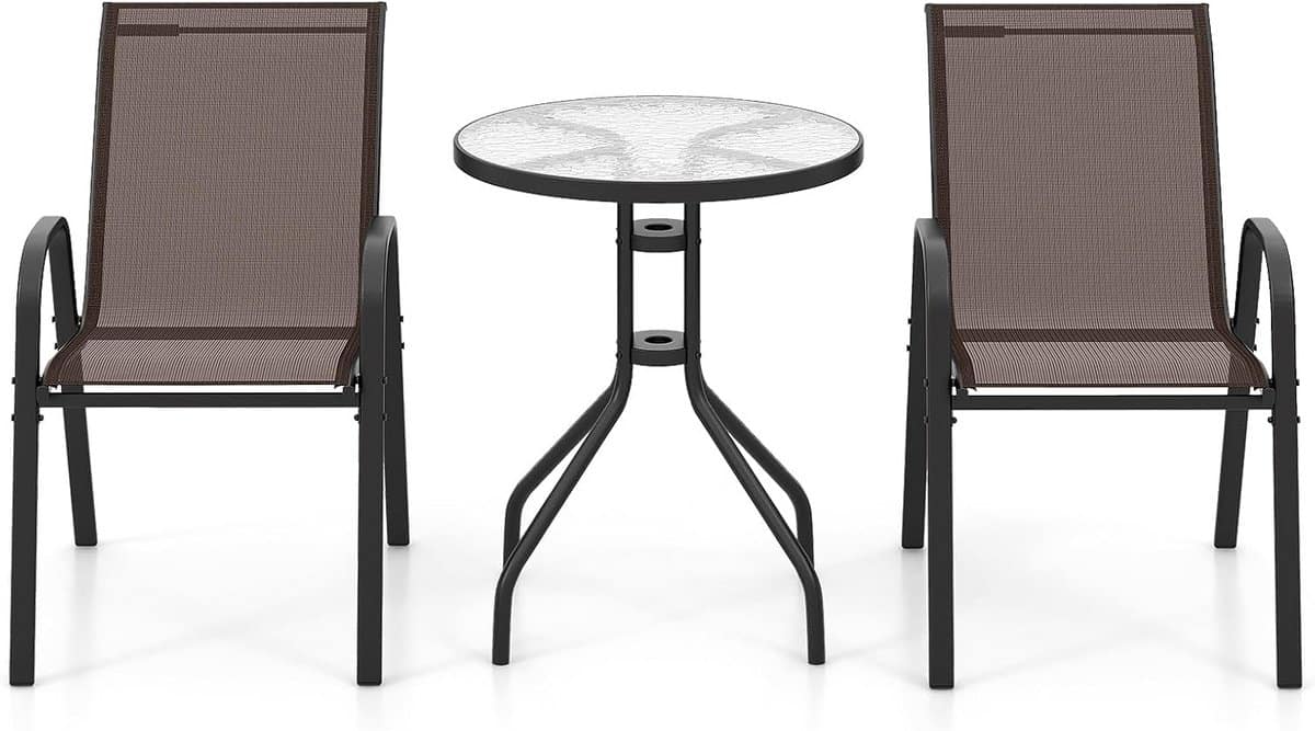 bistroset balkonmeubels 3 delig stapelbaar met kleine tafel en 2 stoelen