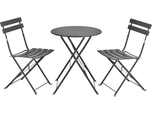 Bistroset Caprile metaal tuintafel met 2 tuinstoelen donkergrijs