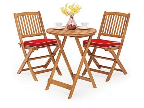 Bistroset met Inklapbare Tafel en Stoelen van Massief Acaciahout