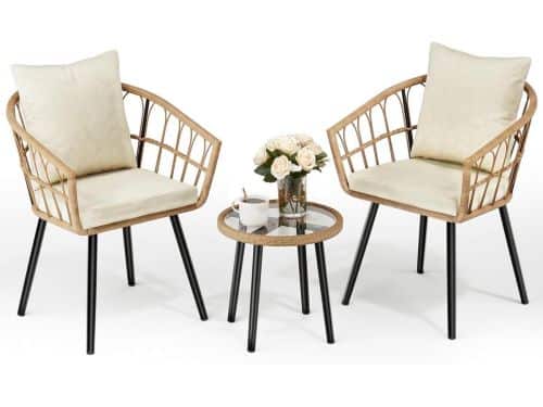 Bistroset Rotan - Terrasmeubelset - Genieten Buiten - Inclusief Glazen