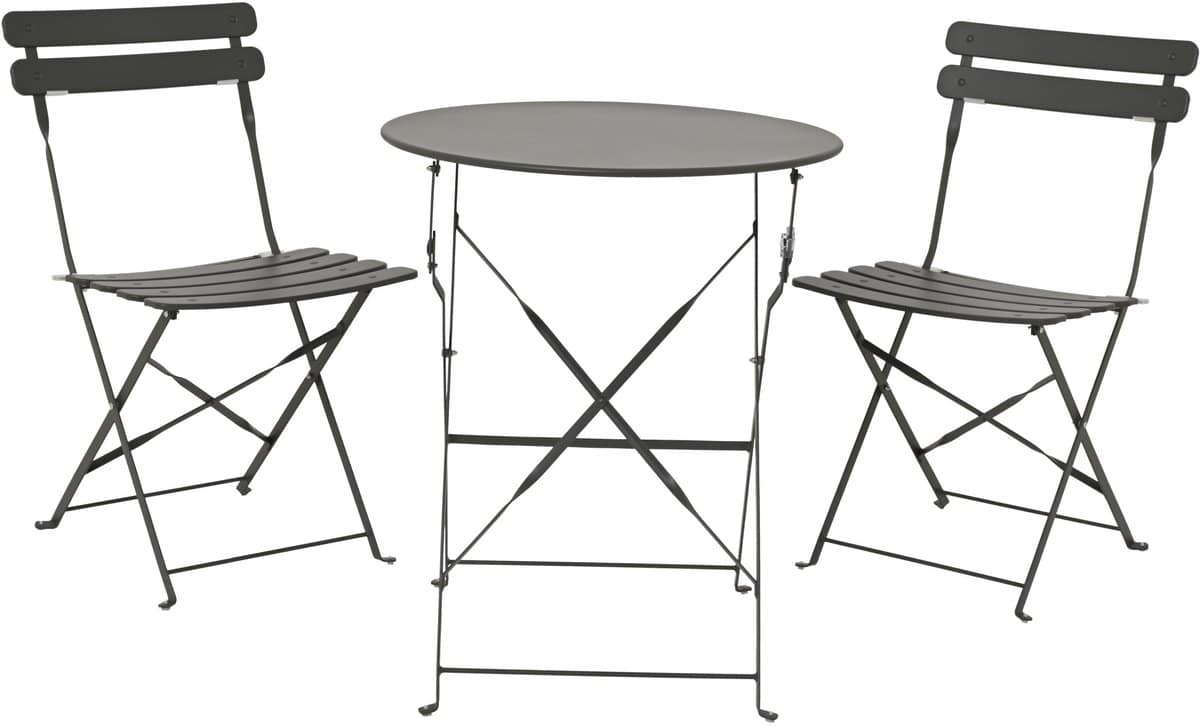 bistroset staal 3 delig antraciet