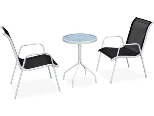 Bistroset Tuinset Tuinstel 3-delig met Tafel en 2 Stapelbare Stoelen