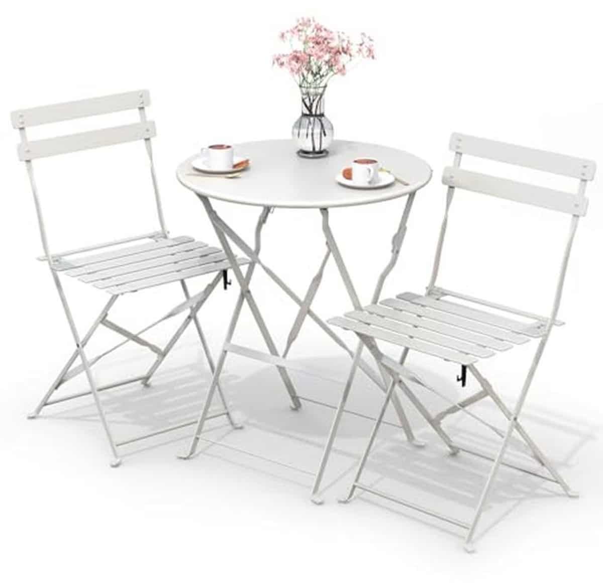 bistroset voor buiten, 3 delig met tafel en 2 klapstoelen