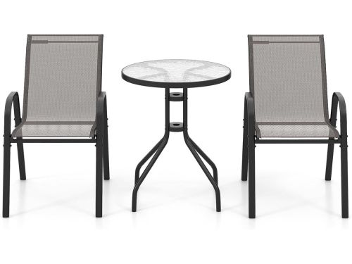 Bistrotafel met 2 Tuinstoelen - Stapelbaar Balkonset voor Balkon en