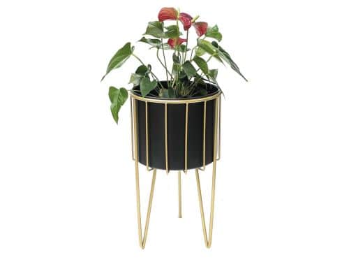 Bloemenkruk met Pot - Moderne Plantenstandaard en Bijzettafel in Goud