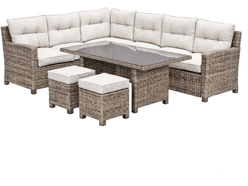 Blue Bird wicker lounge-dining set - links - grijs/ sand