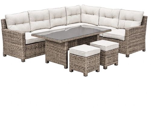 Blue Bird wicker lounge-dining set - rechts - grijs/ sand