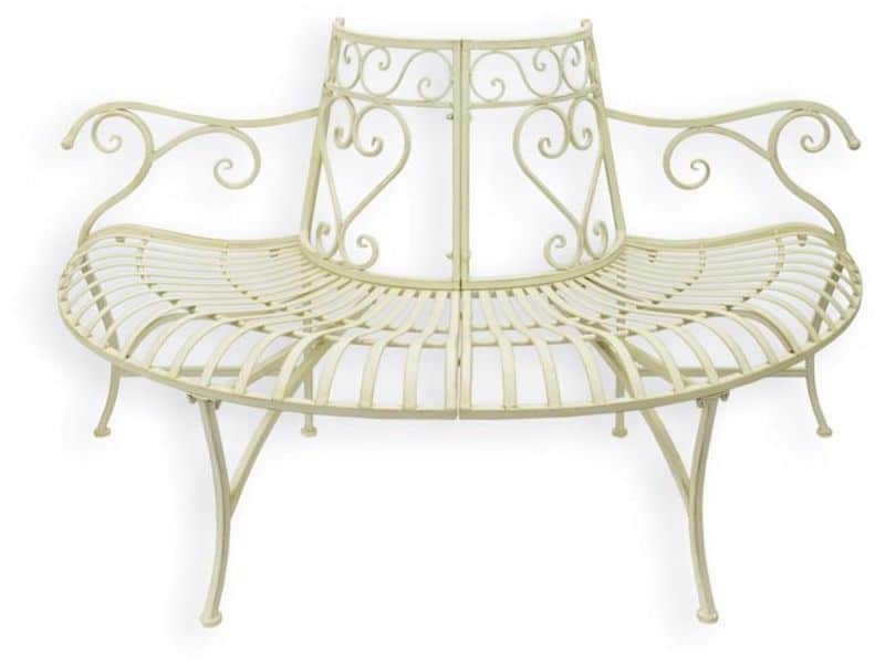 Boombank halfrond - Tuinbank - wit ijzer - 81,7 cm