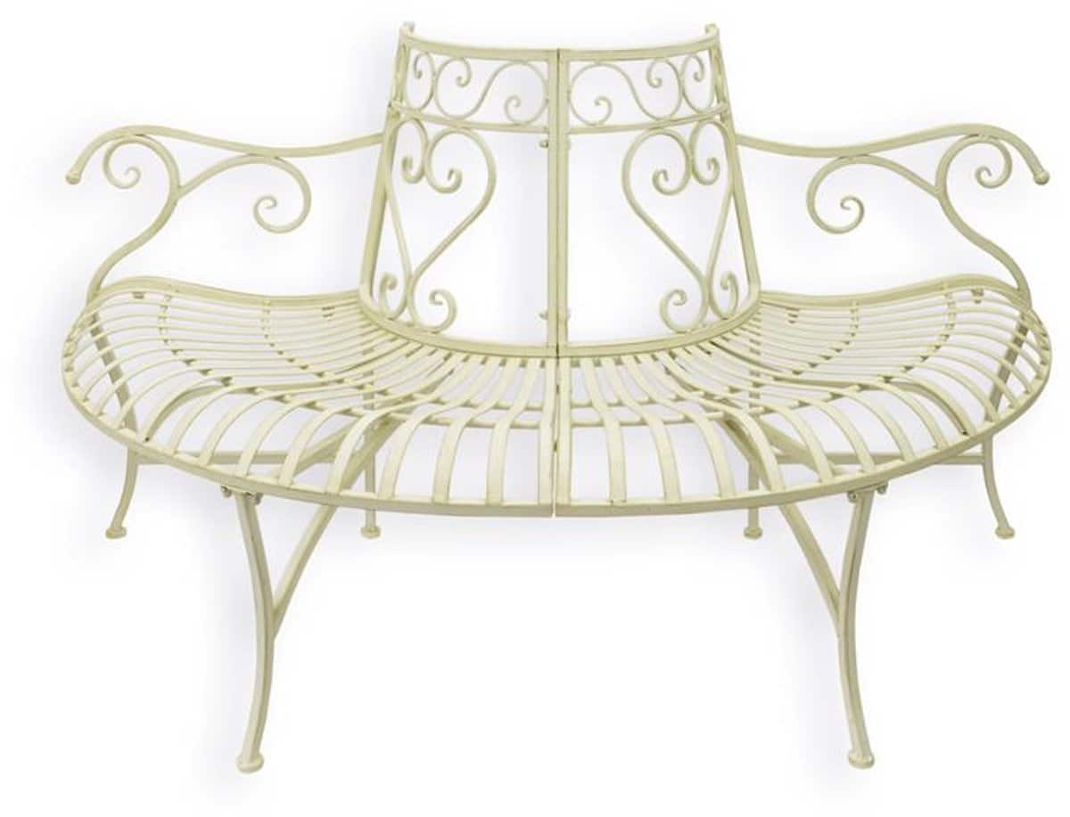 boombank halfrond tuinbank wit ijzer 81,7 cm