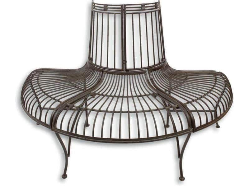 Boombank van half rond smeedijzer in bruin - decoratieve tuinbank