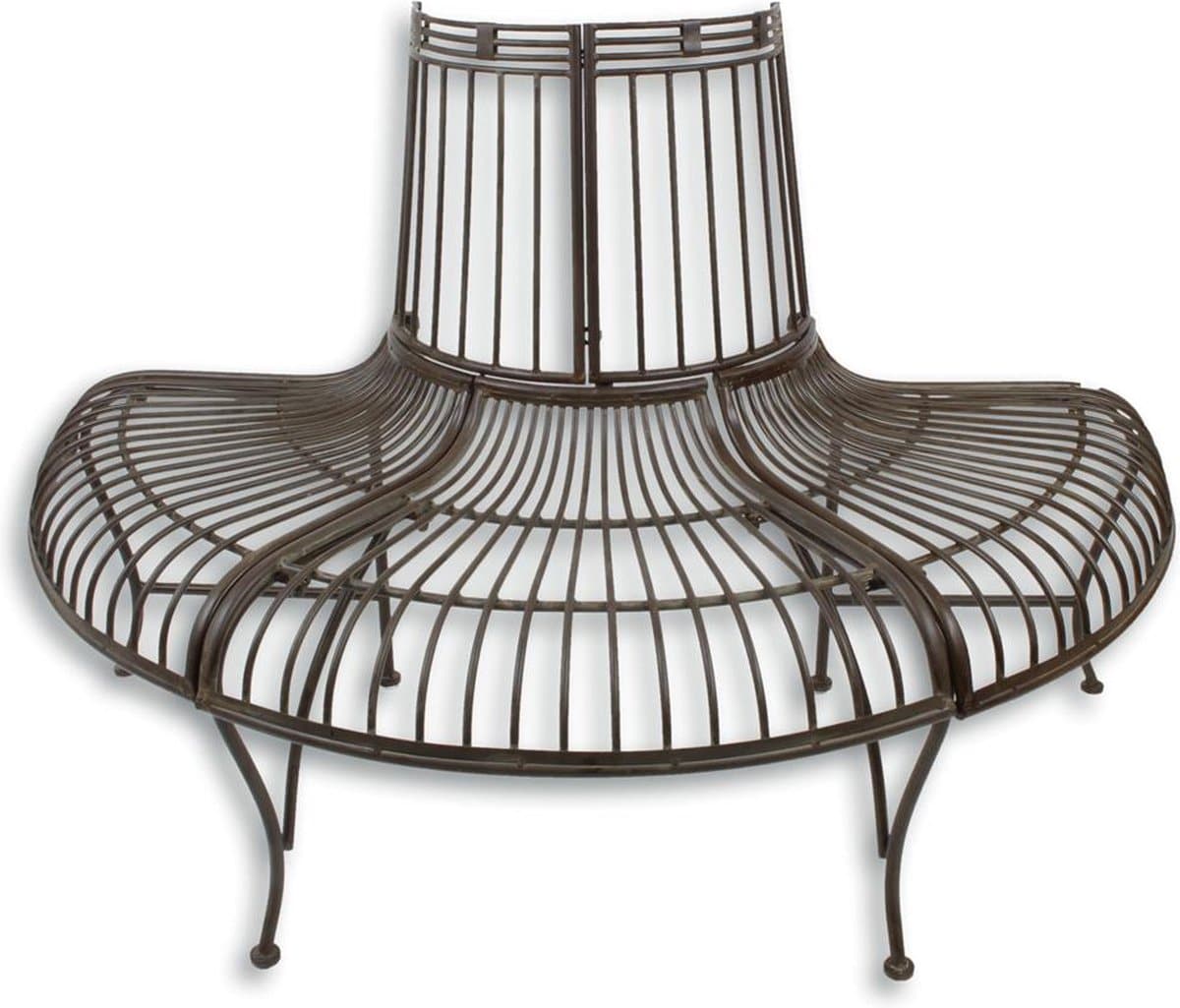 boombank van half rond smeedijzer in bruin decoratieve tuinbank