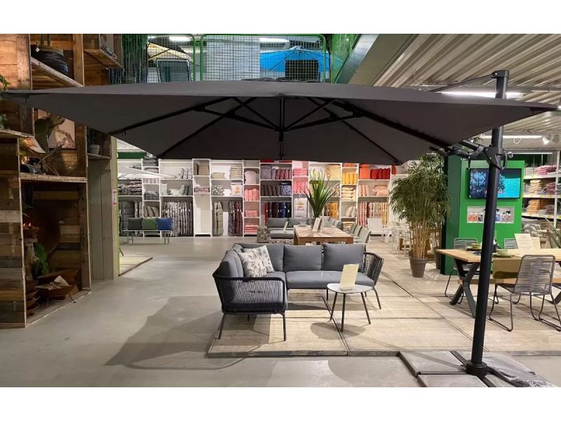 Borek - Barletta vrijhangende zweefparasol 3x3 m. grijs