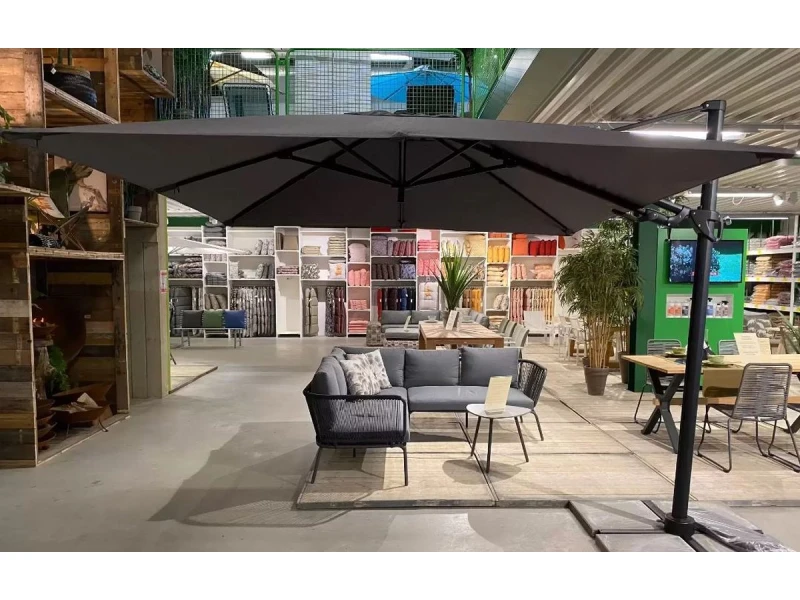 Borek - Barletta vrijhangende zweefparasol 3x3 m. grijs