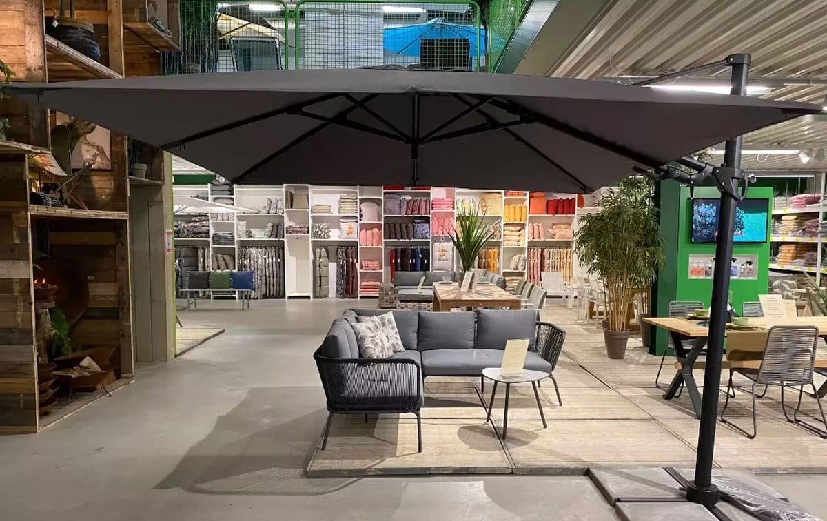 borek barletta vrijhangende zweefparasol 3×3 m. grijs