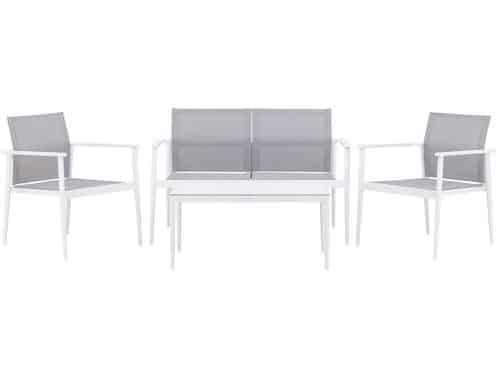 Break lounge set 1 bank, 2 stoelen, 1 salontafel wit.