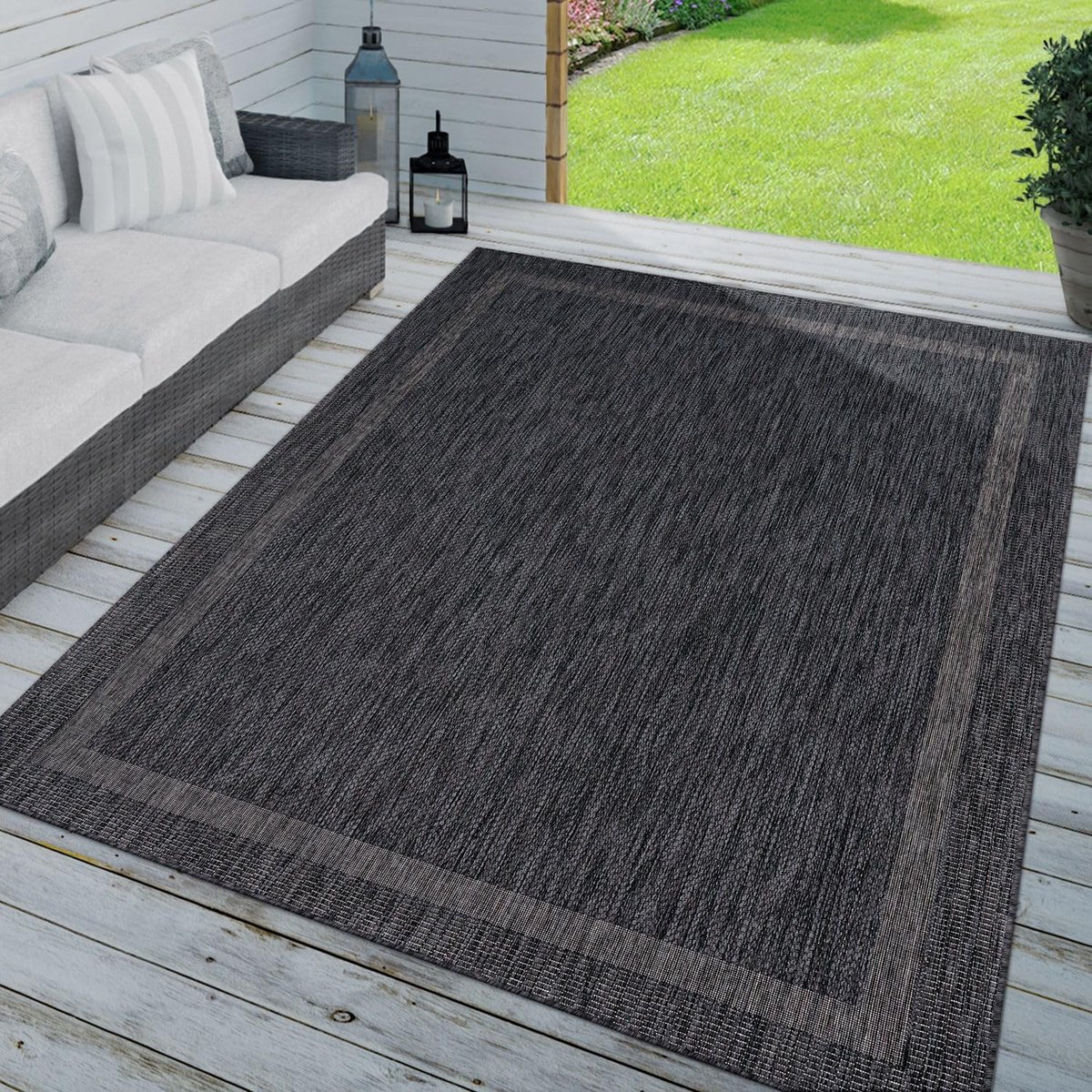 buiten kleed dubbelzijdig 140×200 cm antraciet grijs geschikt