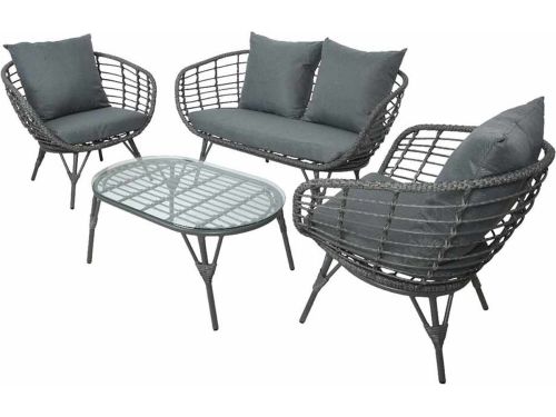 BUITEN living Evora stoel-bank loungeset 4-delig | wicker + staal