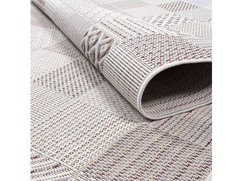 Buitenkleed 160x230 cm Crème Grijs Tegelpatroon - Waterdicht & Weerbestendig