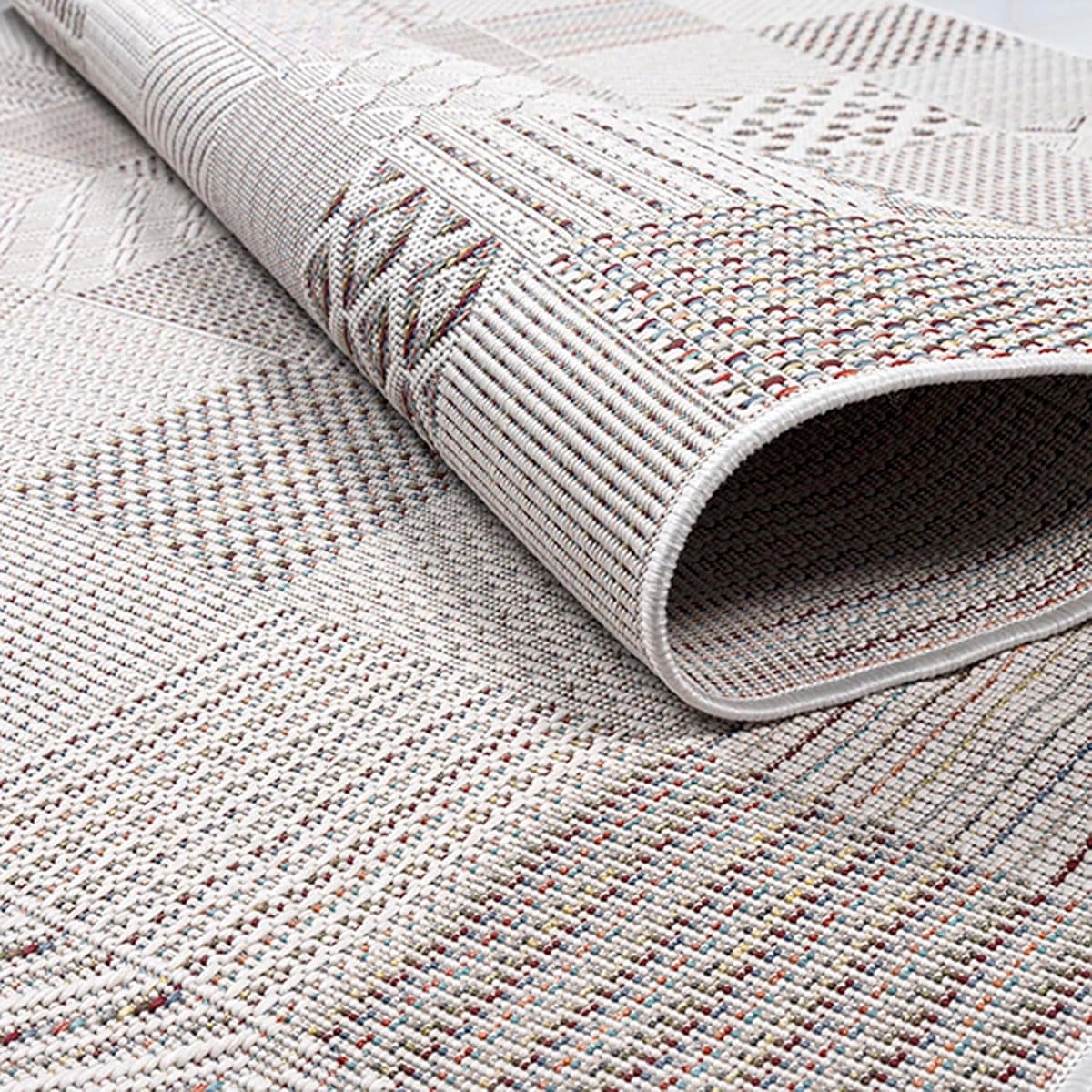 Buitenkleed 160×230 cm Crème Grijs Tegelpatroon – Waterdicht & Weerbestendig