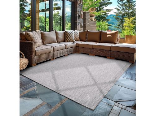 Buitenkleed Grijswaas Vlakweefsel Sisal-Look 200 x 290 cm