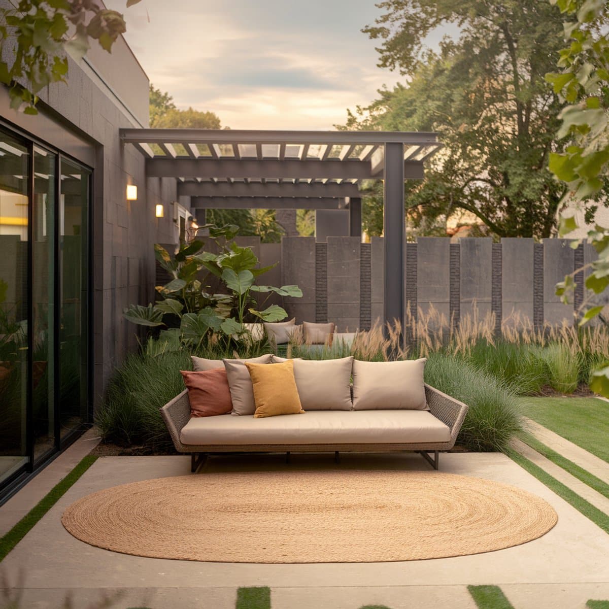 buitenkleed jute ovaal outdoor breeze naturel 200 x 290cm mrcarpet