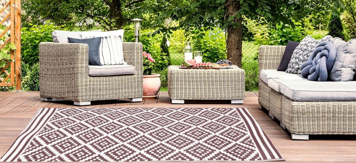 buitenkleed rechthoekig bruin 150×240 cm weerbestendig terrastapijt voor tuin