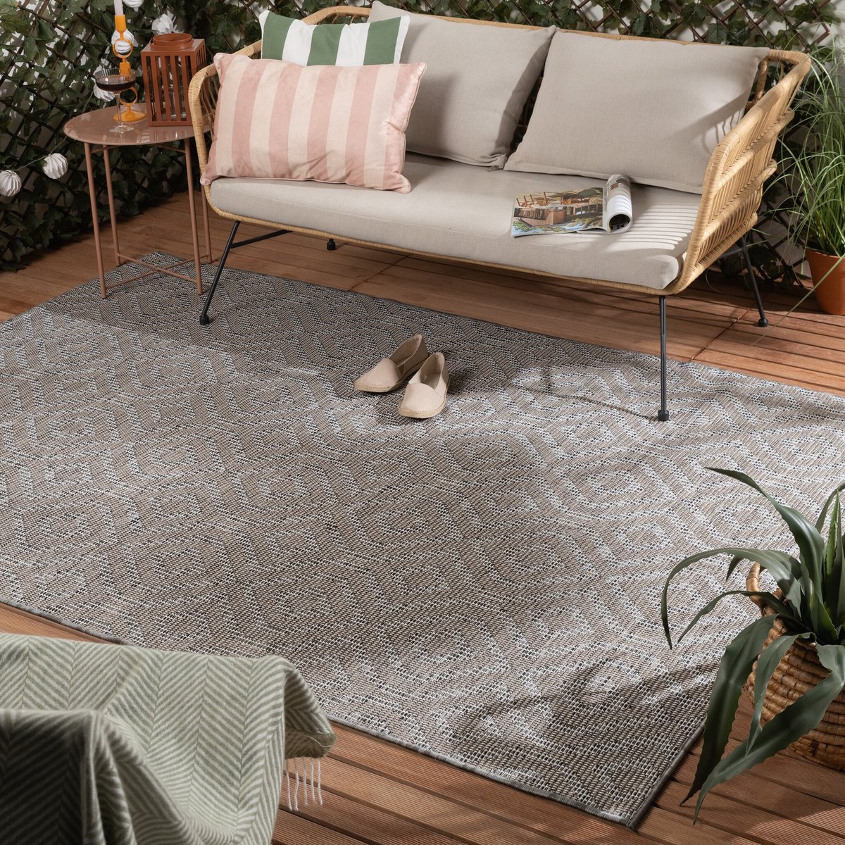 buitenkleed summer retro grijs 160x230cm