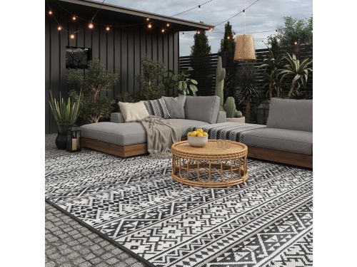 Buitentapijt, waterdicht en lichtgewicht, picknickkleed zwart wit, buitenkleed camping