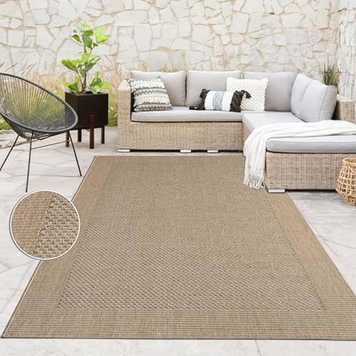 buitenuiterst tapijt voor terras en tuin, effen beige, 160x230cm