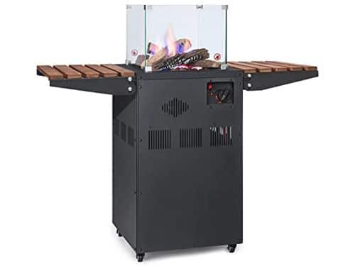 Buitenverwarming met 8 kW verwarming, opklapbare tafels, gehard glas en