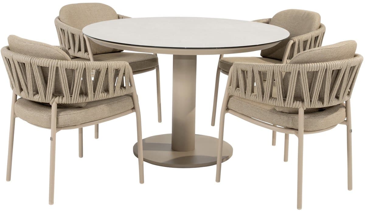 calma sarah dining tuinset 120xh75 cm rond 5 delig keramiek