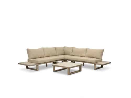Canyon hoek loungeset incl. loungetafel | aluminium + sintered stone | Marble Latte | 4-delig