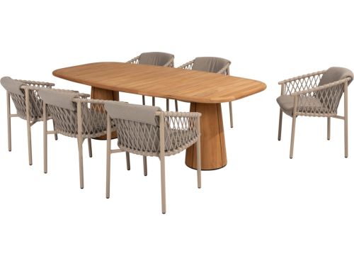 Capri Allora dining tuinset 240x110xH75 cm 7 delig teak latte