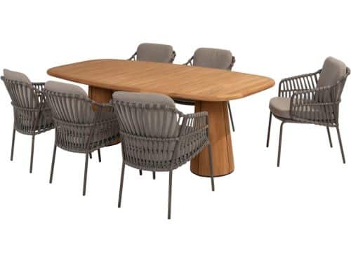 Capri Capalbio dining tuinset barrel 240x110xH75 cm 7 delig teak